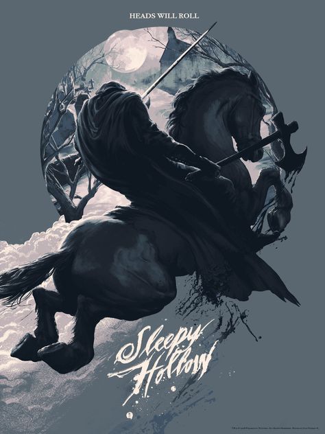 Sleepy Hollow Screen Print on Behance Sleepy Hollow Poster, Sleepy Hollow 1999, The Legend Of Sleepy Hollow, Legend Of Sleepy Hollow, Headless Horseman, Pop Culture Art, Classic Horror Movies, Alternative Movie Posters, Sleepy Hollow