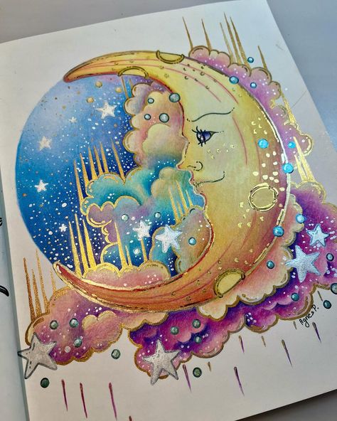 Colourful Art Ideas, Little Watercolor Paintings, Hanna Karlzon, Space Artwork, Caran D'ache, Adult Coloring Designs, Cat Air, Pen Art, Marker Art