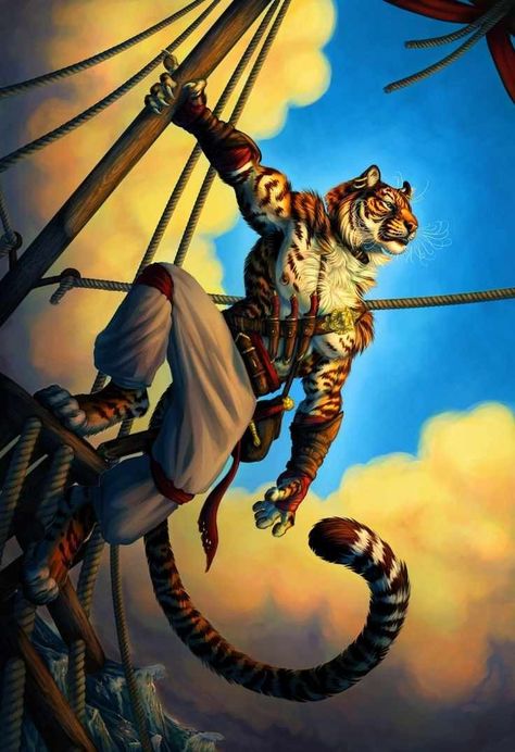 Pirate Illustration, Pirate Art, Heroic Fantasy, Illustration Ideas, Fantasy Races, Dungeons And Dragons Characters, Arte Animal, Beautiful Ocean, Character Design Male