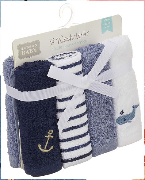 Hudson Baby Unisex Baby Super Soft Cotton Washcloths, Anchor, One Size Reusable Baby Wipes, Baby Bath Towel, Baby Washcloth, Infant Boy, Baby Unisex, Hudson Baby, Baby Towel, Baby Bath, Muslin Cotton