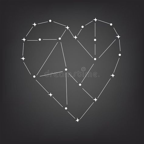 Constellation of the heart stock illustration Constilations Drawing, Heart Constellation Tattoo, Constellations Drawing, Constellation Sketch, Megara Aesthetic, Heart Constellation, Constellations Illustration, Constellation Drawing, Illustration Heart