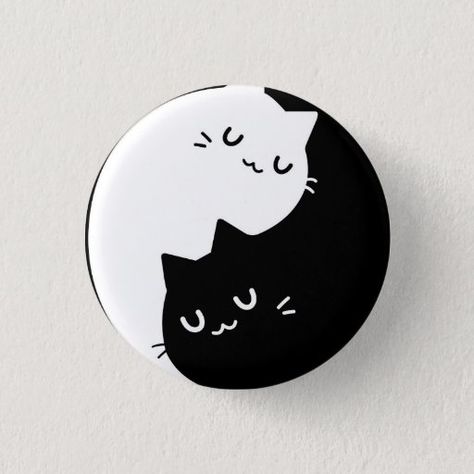 Ying Yang Cats Button Painting Ideas On Canvas Ying Yang, Cat Rocks Painting, Simple Circle Paintings, Circle Rock Painting Ideas, Small Circle Canvas Paintings, Easy Coaster Painting, Circle Canvas Painting Ideas Easy, Circle Canvas Painting Easy, Cute Small Canvas Paintings Easy