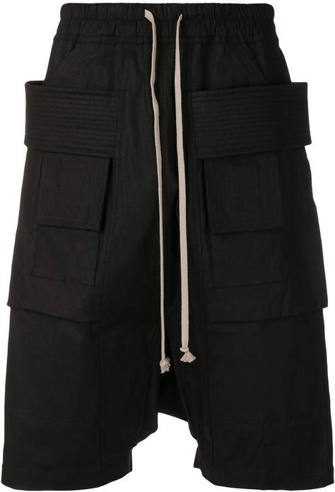 Rick Owens DRKSHDW drop-crotch cargo shorts Rick Owens Shorts, Cloth Shorts, Casual Shorts Men, Rick Owens Drkshdw, Sports Style, Casual Summer Shorts, Mens Cargo, Track Shorts, Premium Denim