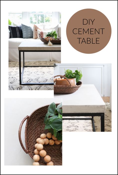 Cozy Fall Den DIY Concrete Coffee Table Made from Spackle Diy Coffee Table Top Makeover, Diy Cement Table, Spackle Diy, Diy Concrete Coffee Table, Coffee Table Makeover Diy, Diy Concrete Table, Modern Family Room Design, Eclectic Diy, Cement Table