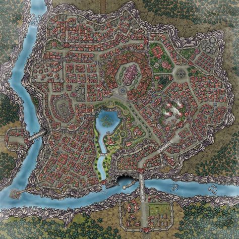 City Map Fantasy Art, Inkarnate City Map, Dnd City Map, Rpg City, Storm Kings Thunder, Fantasy City Map, City Maps Design, Fantasy Map Making, Dnd World Map