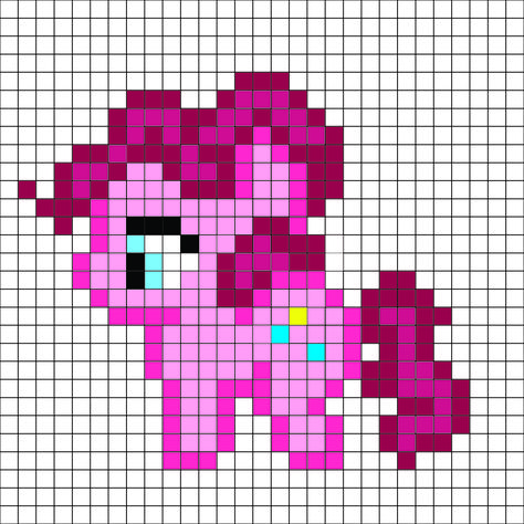 My little pony - Pinkie Pie pattern - by me For a free and better color, printable version go to lovinglifedesigns.blogspot.com Pink Pixel Art, Easy Perler Beads Ideas, Easy Pixel Art, Perler Art, Pixel Art Templates, Pony Bead Patterns, Perler Bead Templates, Pixel Drawing, Motifs Perler