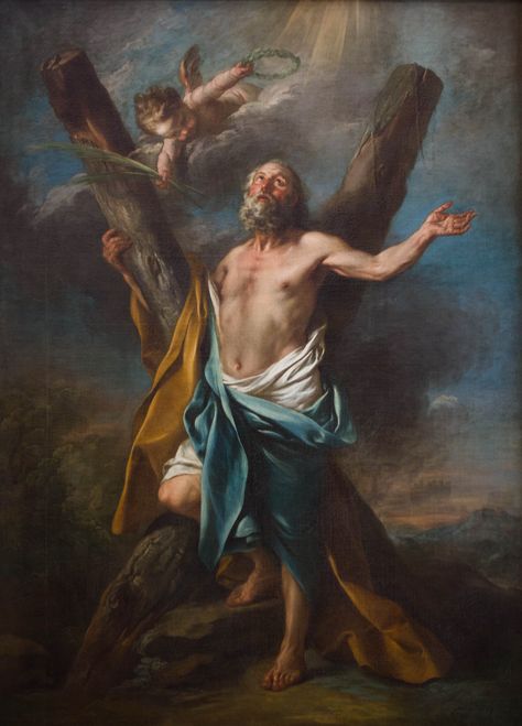 Charles-André van Loo, Saint Andrew Andrew The Apostle, Marie Stuart, Color Symbolism, Baroque Painting, Christian History, St Andrew, Twelve Apostles, Baroque Art, St Peter