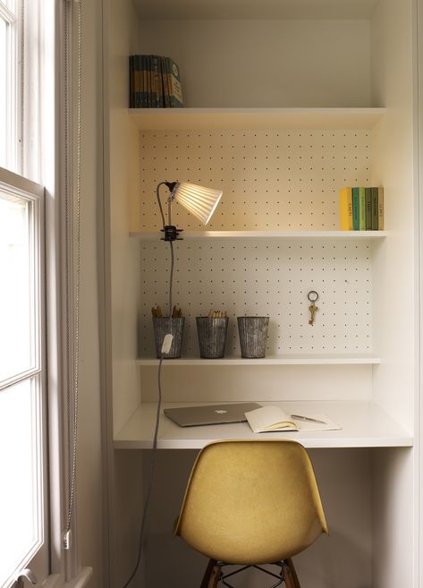 Alcove Desk, Clip Lights, Stylish Desk, Desk Areas, Home Office Storage, Small Home Office, Home Office Space, Home Office Chairs, Home Office Design