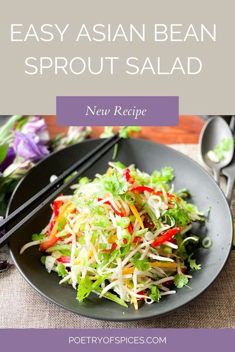 Cabbage And Bean Sprouts, Beansprout Salad Recipes, Bean Sprouts Salad, Crunchy Asian Salad, Bean Sprout Recipes, Bean Sprout Salad, Green Papaya Salad, Salad Recipes Healthy Easy, Bean Sprout