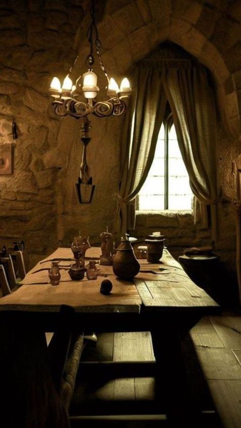 Tavern Wench Aesthetic, Hobbit Interior, Medieval School, Lady Macduff, Medieval Dining Room, Medieval Interior Design, Tavern Aesthetic, Midevil Castle, Castle Core