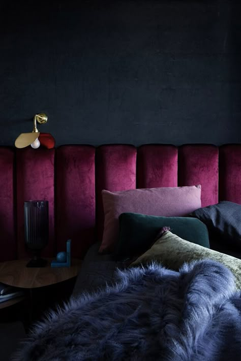 Jewel Tone Bedroom, Moody Room, Bedroom Moody, Burgundy Bedroom, Whimsigoth Decor, Pillows And Blankets, Moody Bedroom, Bedroom Updates, Sanctuary Bedroom