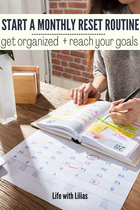 monthly reset routine Monthly Reset Checklist, Monthly Reset Routine, Monthly Reset, Create A Routine, Reset Routine, Organizing Your Life, Todo List, Motivation Goals, Reach Your Goals