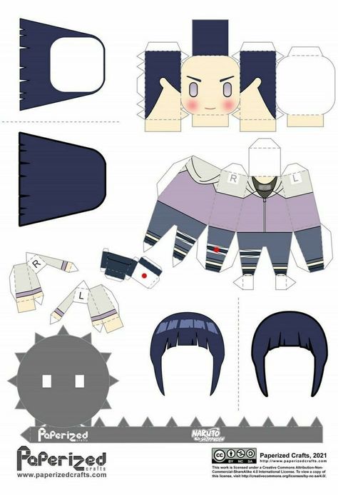 Naruto: Hinata papercraft Hinata Origami Naruto, Papercraft Anime, Rolled Paper Art, Anime Paper, Paper Toys Template, Anime Printables, Paper Doll Template, Papercraft Templates, Anime Crafts