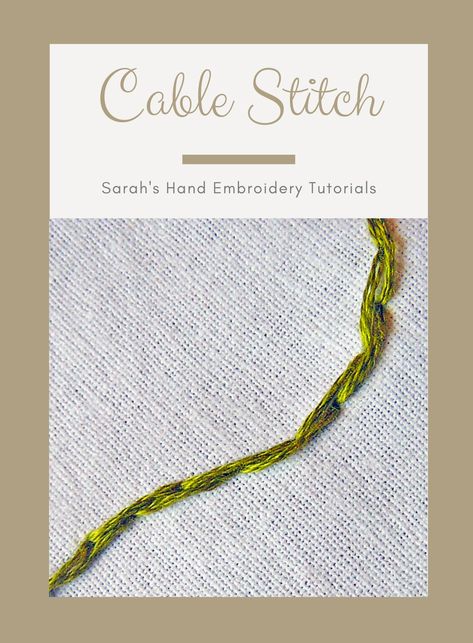 Cable Stitch Embroidery, Outline Stitch, Couching Stitch, Stem Stitch, Basic Hand Embroidery Stitches, Hand Embroidery Patterns Free, Hand Embroidery Tutorial, Embroidery Stitches Tutorial, Hand Embroidery Projects