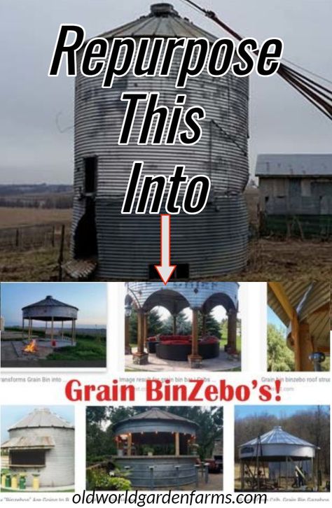 Grain Bin House, Recycled Decor, Corn Crib, Silo House, Recycled House, Grain Silo, House Shed, Backyard Gazebo, She Sheds