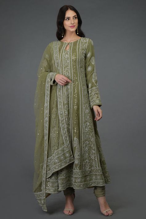 Product Zoom Olive Green Anarkali, Kurtis Design, Green Anarkali, Indian Designer Suits, Long Kurti Designs, Pakistani Fashion Party Wear, Salwar Kamiz, Traditional Indian Outfits, Kurti Designs Party Wear