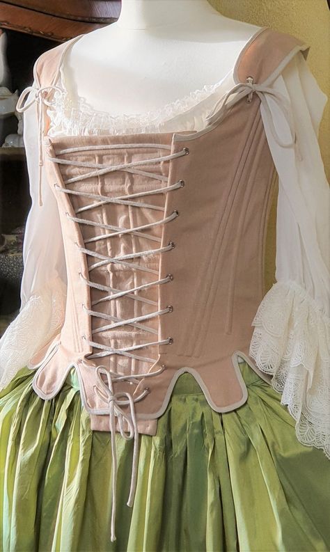 Antique Wedding Gown, Linen Corset, 1700s Fashion, 18th Century Stays, Corsets Fashion, Rococo Fashion, 18th Century Costume, Steel Boned Corsets, 18th Century Fashion