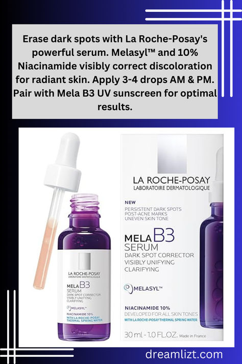 La Roche-Posay Mela B3 Serum, your solution to dark spots. Powered by Melasyl™ and 10% Niacinamide for effective discoloration correction. Achieve radiant, ageless skin in a 30ml bottle. La Roche Posay Dark Spots, La Roche Posay Mela B3, Discoloration Correcting Serum, Post Acne Marks, Dark Spot Corrector, Thermal Spring, Beautiful Wallpapers Backgrounds, Happy Skin, Roche Posay