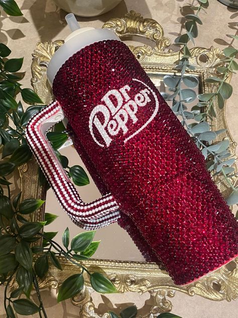 30 OZ Dr.pepper Bling Rhinestone Stanley Tumbler - Etsy Sons Girlfriend, Stanley Tumbler, Pink Bling, Dr Pepper, Water Glasses, Nov 6, Pink Logo, Over The Rainbow, Pink Ombre