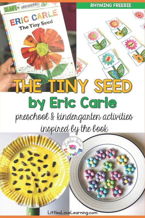 The Tiny Seed Activities, Seed Activities For Preschool, Tiny Seed Activities, Eric Carle Activities Preschool, Seed Activities, Plants Lesson Plans, Eric Carle Crafts, Eric Carle Activities, Spring Lesson Plans