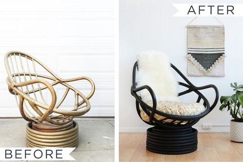 How to Paint a Wicker Chair (With a Sheepskin Seat Back) | eHow Rocking Chair Diy, Wicker Furniture Makeover, Old Wicker, Painted Wicker, Wicker Shelf, Wicker Decor, Chair Makeover, Hur Man Målar, Furniture Trends