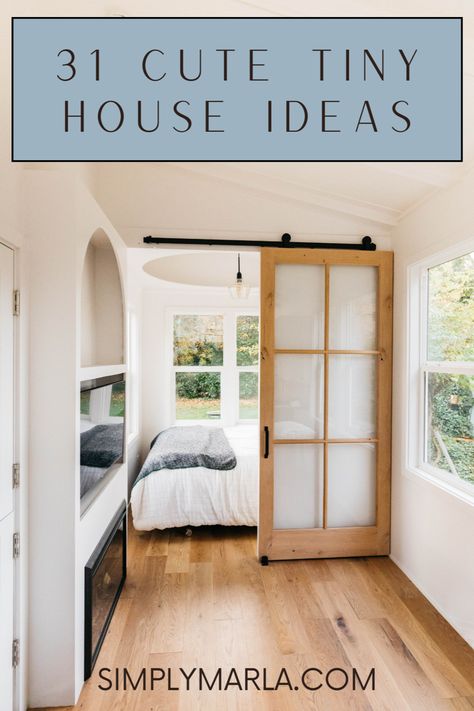 HEY EVERYONE! WE ARE SO EXCITED TO SHARE 31 BEST TINY HOUSE IDEAS THAT ARE CHEAP TO DO! WE LOVE OUR BUDGET FRIENDLY IDEAS BECAUSE THEY ARE REALISTIC AND BEAUTIFUL. IN THIS POST YOU WILL FIND STORAGE IDEAS AND DESIGN IDEAS FOR EVERY ROOM IN YOUR TINY HOUSE. WE HOPE YOU LOVE THIS POST! Tiny House Ideas Cheap, Living Small Space, Cute Tiny House, Tiny House Storage Ideas, Tiny House Closet, Cheap Tiny House, Tiny House Hacks, Cottagecore Living, House Bedroom Ideas