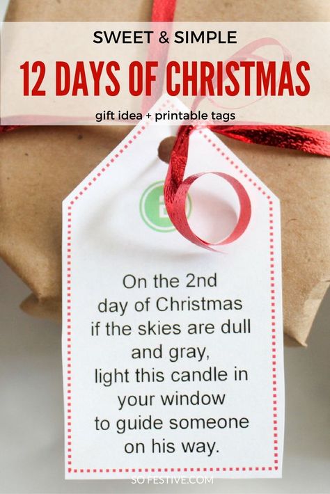 Spread some cheer this holiday season with the simplest and sweetest 12 Days of Christmas gift idea. Each day has a poem to go along with an inexpensive gift. Click through for the gift list and tags. 12 Days Of Xmas, Christmas Tags Printable, Twelve Days Of Christmas, Christmas Printable, Inexpensive Gift, Christmas Gift Idea, Homemade Christmas Gifts, Printable Tags, Christmas Gift Ideas