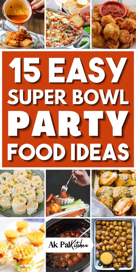 Get ready for game day with these easy-to-make Super Bowl party food ideas! From easy Super Bowl recipes to football finger foods, we've got your football party menu covered. Dive into a world of flavors with our homemade Super Bowl snacks, like football party dips, kid-friendly Super Bowl treats, and Super Bowl snacks to ensure everyone enjoys the feast. Don't miss our Super Bowl BBQ ideas, mouth-watering chicken wings, and pizza recipes. These Super Bowl-themed foods will score big points! Superbowl Party Food Easy, Super Bowl Party Food Ideas, Football Party Snacks, Best Superbowl Food, Super Bowl Party Food, Easy Super Bowl, Super Bowl Decorations, Super Bowl Recipes, Healthy Superbowl