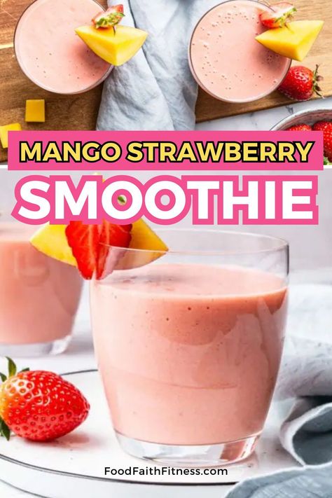 Healthy never tasted so good – sip on this Strawberry Mango Smoothie now! Strawberry Mango Smoothie, Dairy Free Low Carb, Snack Smoothie, Easy Healthy Eating, Breakfast Smoothie Recipes, Slow Cooker Pasta, Low Carb Vegetarian, Smoothie Drink Recipes, Mango Smoothie