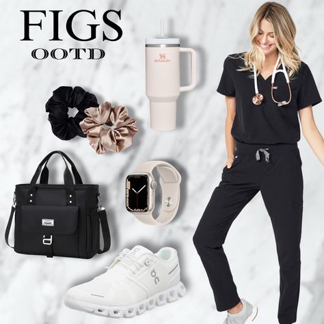 How To Style Figs Scrubs, Medical Aesthetic Outfit, Dental Assistant Outfits Scrubs, Home Health Aide Outfits, Figs Outfit Scrubs, Figs Scrubs Aesthetic, Scrub Outfit Ideas, Figs Scrubs Outfit, Nursing Fits