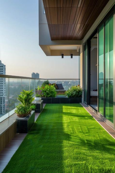 Roof Terrace Design Modern, Modern Terrace Garden, Terrace Flooring Ideas, Terrace Design Balcony, Penthouse Garden, Rooftop Decor, Contemporary Balcony, Outdoor Balcony Ideas, Modern Terrace