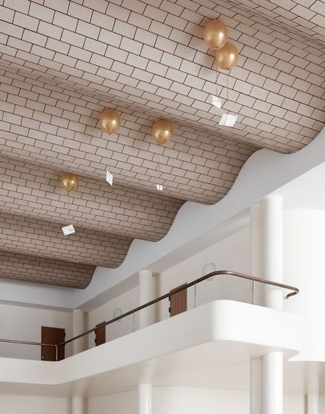 Scallop ceiling and architecture Architecture Ceiling, Cool Home Office, Ceiling Treatments, Creative Craft, The Design Files, Office Walls, Commercial Design, Commercial Interiors, Modernism