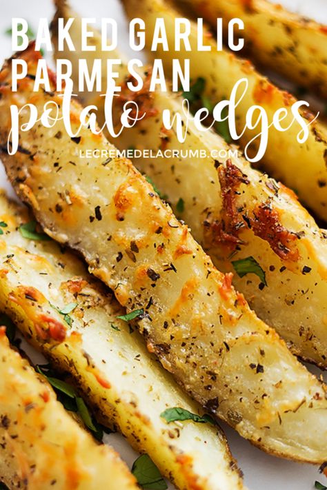 Baked Garlic Parmesan Potato Wedges, Oven Wedges, Garlic Parmesan Potato Wedges, Garlic Potato Wedges, Seasoned Potato Wedges, Parmesan Potato Wedges, Parmesan Potato, Garlic Parmesan Potatoes, Potato Wedges Recipe