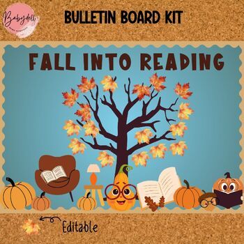 Fall In Love With Reading Bulletin Board, Fall Book Fair Themes, Fall Into A Good Book Bulletin Board, October Library Bulletin Boards, Fall Reading Bulletin Boards, Fall Library Bulletin Board Ideas, Fall Book Displays Library, November Library Bulletin Boards, Fall Library Bulletin Boards