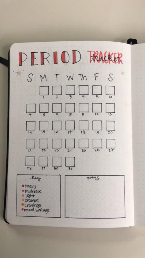 Monthly bullet journal period tracker Journal Period Tracker, Bullet Journal Period Tracker, Bullet Journal Calendrier, Monthly Bullet Journal, How To Bullet Journal, December Bullet Journal, Bullet Journal Page, Bullet Journal 2020, Bullet Journal Ideas Templates