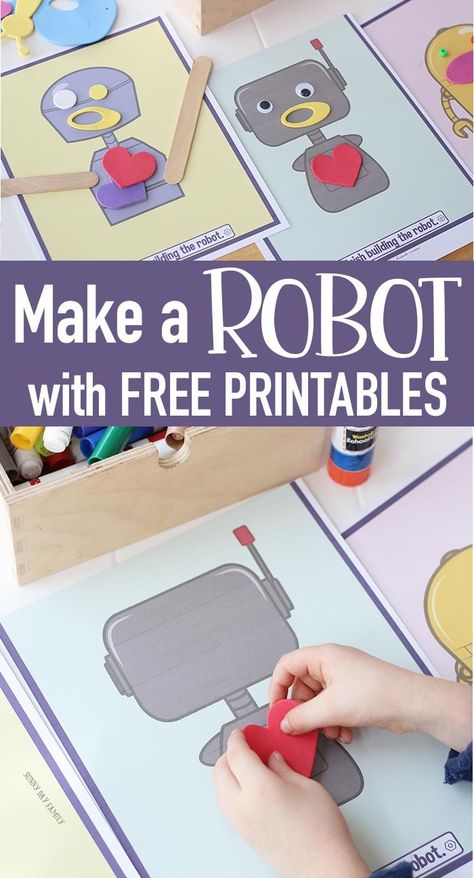 Make a robot with FREE printable templates! A super easy robot craft for kids that is fun for all ages. Perfect for preschool through elementary age kids. Create your own robot with these fun free templates. Perfect for robot birthday party activities too! #kidscrafts #kidsactivities #robot #freeprintable #instantdownload Robot Activities For Kindergarten, Preschool Robot Activities, Robot Craft Preschool, Build A Robot Craft, Easy Robot Craft Preschool, Robot Printable, Robot Gears Printable, Build A Robot Printable, Robots Preschool