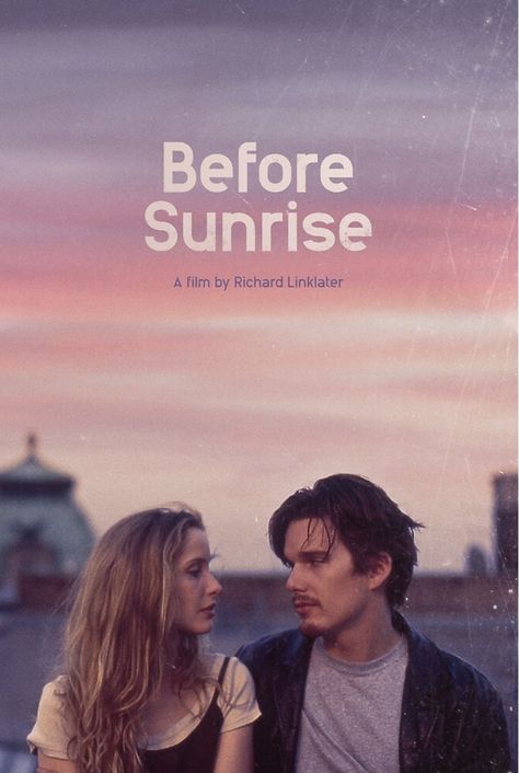 Septième Art, Before Sunrise Poster, Film Poster Design, Before Sunrise Movie, Dorm Posters, Romance Movie Poster, I Love Cinema, Before Trilogy, Film Posters Art