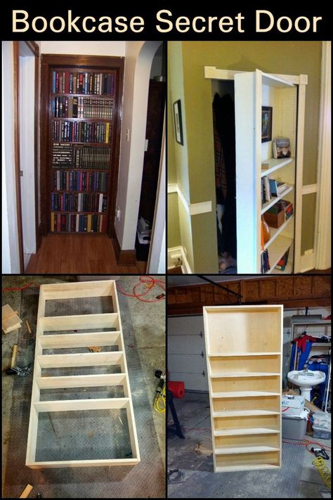 Closet Bookshelves Door, How To Build A Bookshelf Door, Bookshelf As Door, Secret Door Bookshelf How To Build, Hideaway Bookshelf Door, Built In Bookshelves Secret Door, Ikea Billy Bookcase Secret Door, How To Make A Bookshelf Door, Diy Door Bookcase