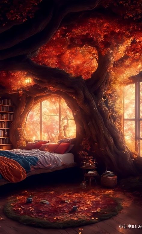 Fantasy Hotel Room, Fantasy Room Concept Art, Dnd Bedroom, Fairytale Room Aesthetic, Fantasy Cottage Interior, Cottage Concept Art, Fantasy House Interior, Forest Animated, Room Aesthetic Vintage