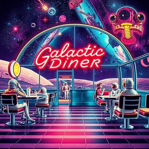 Retro Futuristic Space Diner

#RetroFuturistic #SpaceDiner #CosmicVibes #art #poster Retro Futurism Painting, Space Aesthetic Art, Futurism Painting, Retro Space Aesthetic, Vibes Poster, Futuristic Space, Space Aesthetic, Retro Space, Retro Futuristic