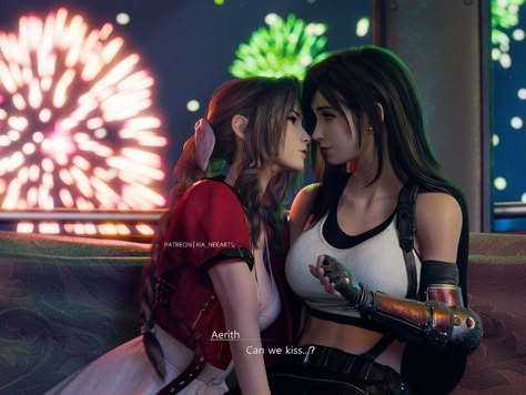 Tifa X Aerith, Aerith And Tifa, Tifa And Aerith, Final Fantasy Aerith, Final Fantasy Funny, Ff7 Remake, Final Fantasy Xii, Aerith Gainsborough, Final Fantasy Collection