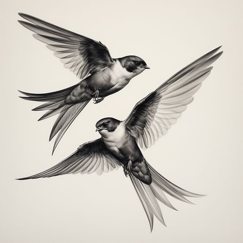 Flying Swallow Tattoo, Realism Bird Tattoo, Swallow Drawing, Golondrinas Tattoo, Swallows Tattoo, Swallow Flying, Swallow Bird Tattoo, Swallow Art, Swallow Tattoo Design