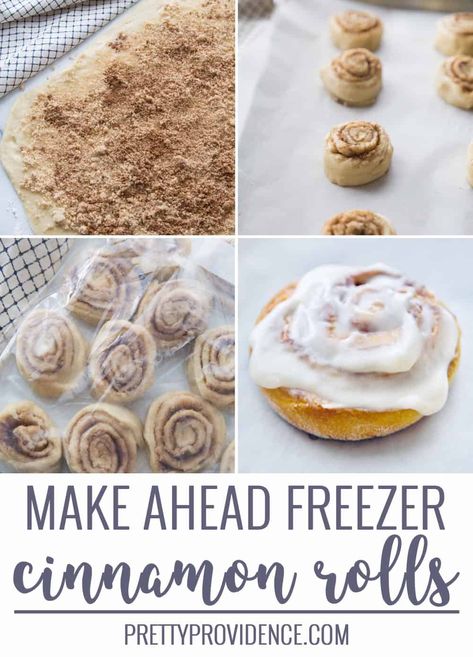 Freezing cinnamon rolls is my favorite kitchen hack for winter months! These easy make ahead cinnamon rolls will make hosting guests a breeze and create happy tummies on special Sunday mornings! #makeaheadcinnamonrolls #cinnamonrolls #freezercinnamonrolls #freezablecinnamonrolls Freezing Homemade Cinnamon Rolls, Make Ahead Cinnamon Rolls Easy, Make Ahead And Freeze Cinnamon Rolls, Freezable Cinnamon Rolls, Freezing Cinnamon Rolls Before Baking, Freezer Cinnamon Rolls Recipe, Cinnamon Rolls Freezer, Frozen Cinnamon Roll Recipe, Freezer Cinnamon Rolls