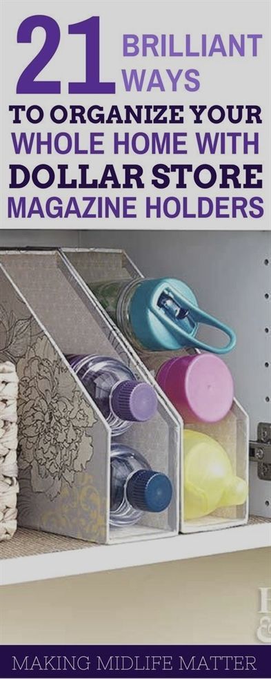 21 great ideas for organizing your whole home with dollar store magazine holders #KitchenIdeas Organized School, Diy Magazine Holder, Organiser Son Dressing, Diy Organizer, Dollar Store Hacks, Organizing Hacks, Organisation Hacks, Dollar Store Organizing, Organize Your Home