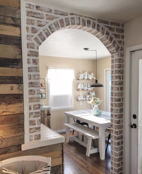 DIY Faux Brick Tutorial Brick Veneer Panels, Diy Faux Brick Wall, Fake Brick, Brick Archway, Brick Accent Walls, Faux Brick Panels, Brick Projects, Brick Chimney, Faux Brick Walls