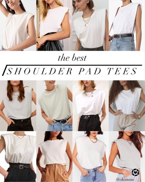 Shoulder pad tees, shoulder pad tshirt, shoulder pad dress, shoulder pad top, shoulder pads, shoulder pad tank, padded shoulder tshirt, padded tank top, padded shoulder top, padded tshirt, padded tee http://liketk.it/2UlM8 #liketkit @liketoknow.it #LTKstyletip #LTKsalealert #LTKunder50 Shoulder Pad Tshirt, Shoulder Pad Top, Shoulder Pad Dress, Cap Sleeve Tee, What To Pack, Shoulder Pads, One Shoulder Blouse, Cap Sleeves, Shoulder Top