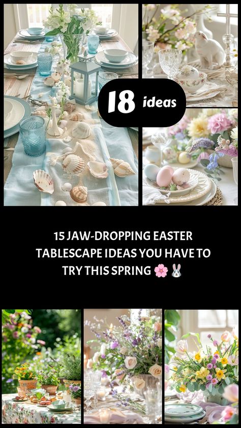 Ready to host the perfect Easter gathering? 🐣🌷 These 15 stunning Easter tablescape ideas will inspire you to create a magical setup with gorgeous centerpieces, pastel hues, and creative DIY touches. Save this post for endless spring vibes and wow your guests! Easter Centerpieces Table, Easter Tablescape Ideas, Easter Table Ideas, Easter Hosting, Easter Centerpieces Diy, Easter Centerpiece Ideas, Spring Table Settings, Purple Easter, Easter Gathering