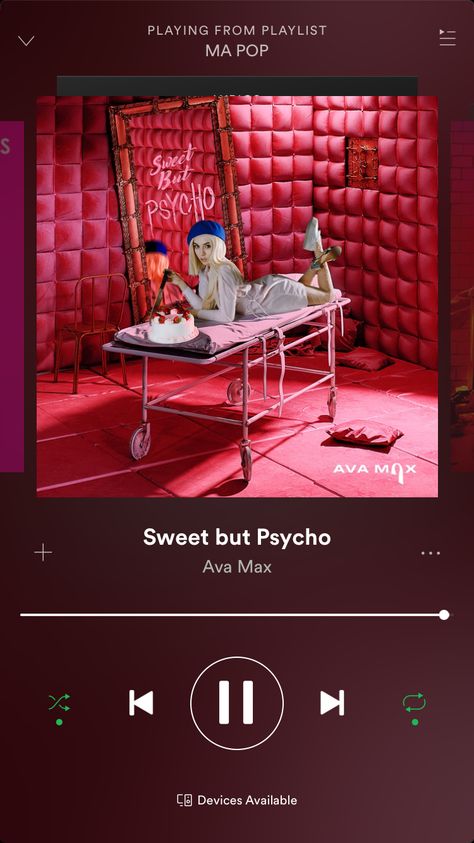 Sweet But Psycho - Ava Max. Spotify Screenshot, Robin The Boy Wonder, Song Memes, Ava Max, Hot Song, Song Suggestions, The Pretty Reckless, Music Wall, Bts Jimin Funny