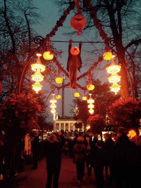 Tivoli park, Copenhagen at Halloween. Tivoli Halloween, Copenhagen Trip, Tivoli Copenhagen, Tivoli Park, Denmark Travel, Haunted Houses, Halloween Haunted Houses, Interesting Places, Hallows Eve