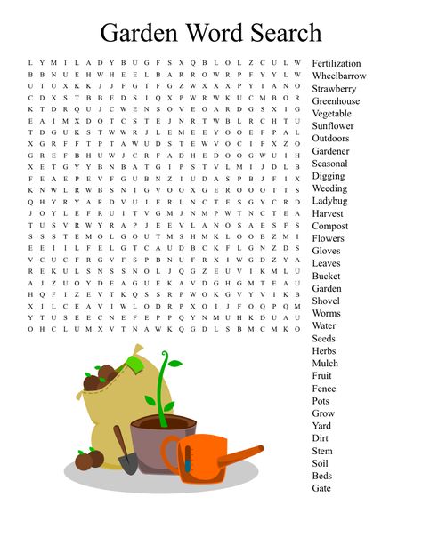 Garden Word Search Garden Word Search, Gardening Worksheets, Easy Word Search, Greenhouse Vegetables, Word Search Puzzles Printables, Free Printable Word Searches, Bucket Gardening, Word Search Games, Hard Words